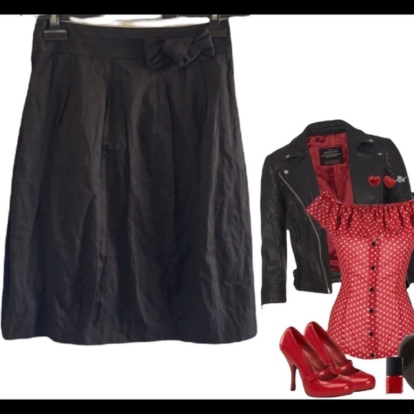 ELIE Taheri black A-line knee length skirt size 4 - Picture 8 of 9